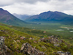 Upper Clearwater Creek valley From Clearwater Mountains in Alaska.