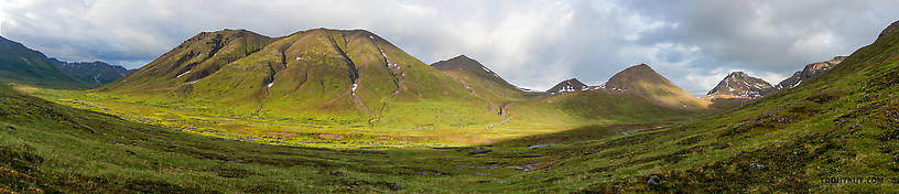 South Fork Pass Creek valley panorama From Clearwater Mountains in Alaska.