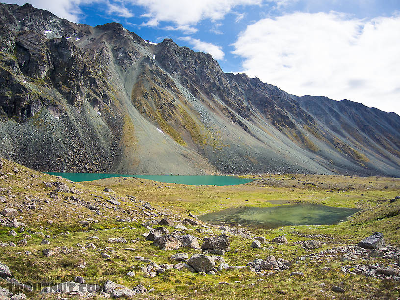 Second lake down Alpine Creek From Clearwater Mountains in Alaska.