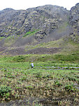 Crossing flooded Windy Creek below the beaver dam From Clearwater Mountains in Alaska.