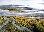 Susitna River and Talkeetna airport From the Susitna River in Alaska.