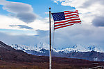 Flag at Eielson visitor center From Denali National Park in Alaska.