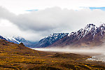 Dust storm up the glacial Toklat River From Denali National Park in Alaska.