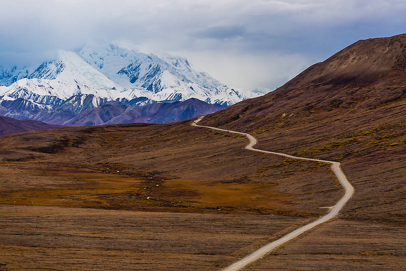 Base of Denali in the distance From Denali National Park in Alaska.