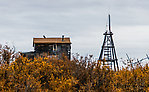 Cabin with caribou watchtower From the Selawik River in Alaska.