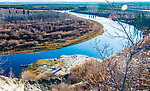 Looking down at the new permafrost slump From the Selawik River in Alaska.