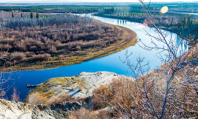 Looking down at the new permafrost slump From the Selawik River in Alaska.