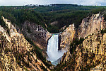 The main waterfall at the head of the Grand Canyon of the Yellowstone From the Yellowstone River in Wyoming.