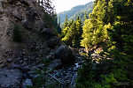 Upper end of the canyon, leading to a longer, low-gradient, gravelly stretch. From Mystery Creek # 249 in Washington.