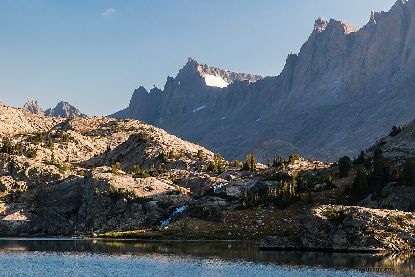 Waterfall behind Island Lake From Island Lake in Wyoming.