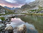 Sunset at Mistake Lake From Titcomb Basin in Wyoming.