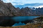 Dawn at Upper Titcomb Lake From Titcomb Basin in Wyoming.