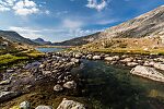 View from Upper to Lower Titcomb Lake From Titcomb Basin in Wyoming.