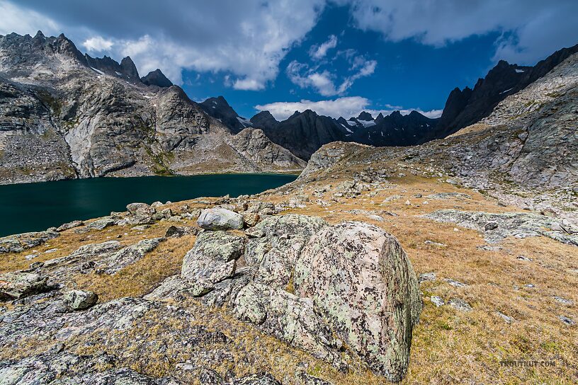 View over Upper Titcomb from Mistake Lake From Titcomb Basin in Wyoming.