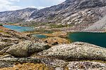 Upper Titcomb (right) and Lower Titcomb (left) lakes From Titcomb Basin in Wyoming.