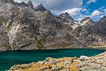 Turquoise view of Upper Titcomb Lake From Titcomb Basin in Wyoming.