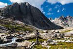 Fishing the inlet to Upper Titcomb with no luck From Titcomb Basin in Wyoming.