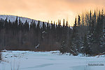 Dusk over a frozen grayling stream in Alaska. From the Chena River in Alaska.