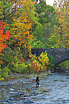 I cross a small river after an unsuccessful attempt to find some fall-run landlocked salmon.  This picture was taken shortly after another very nice wider picture of the same spot.

Photo by Elena Vayndorf. From Toughannock Creek in New York.