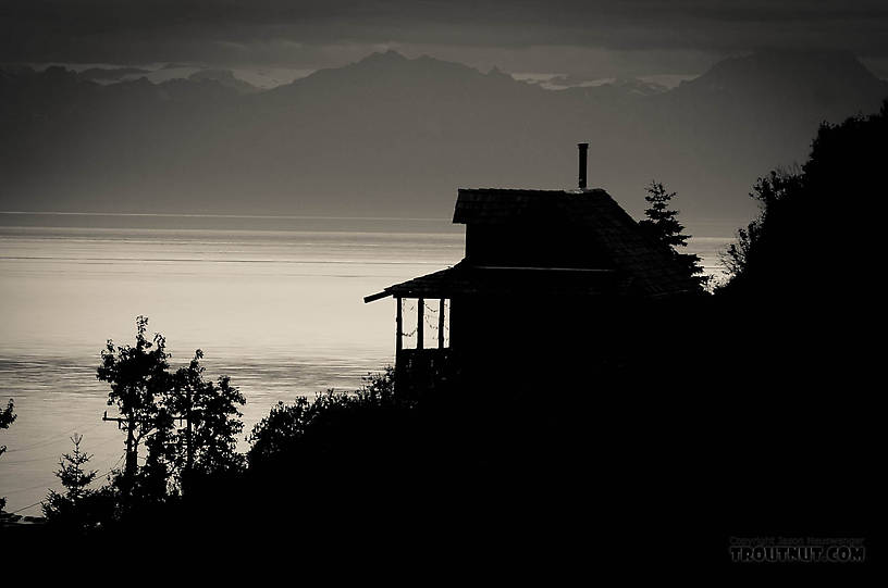 A house perched over Ninilchik with a commanding view of Cook Inlet. From Ninilchik in Alaska.