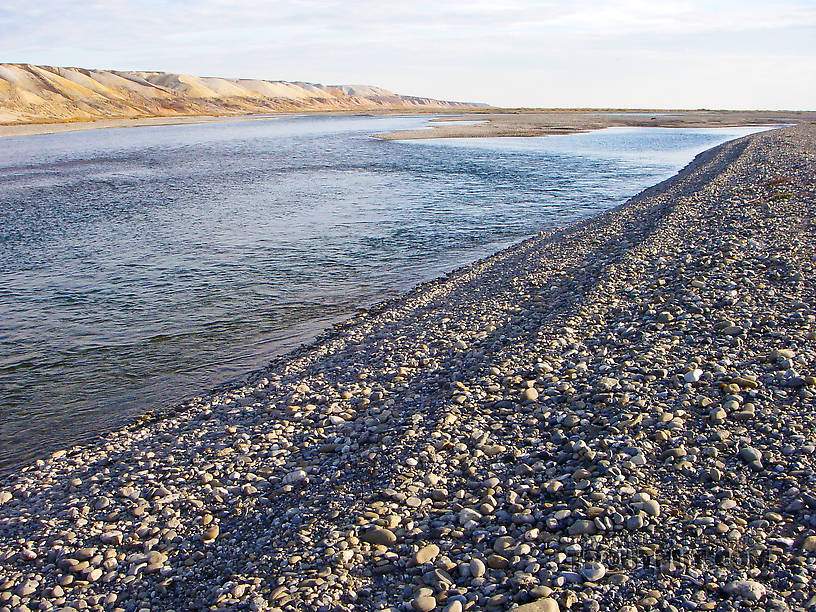 The lower Sag's size is impressive here at Franklin Bluffs (those hills on the left), not far from Deadhorse and the Prudhoe Bay oil fields. From the Sagavanirktok River in Alaska.