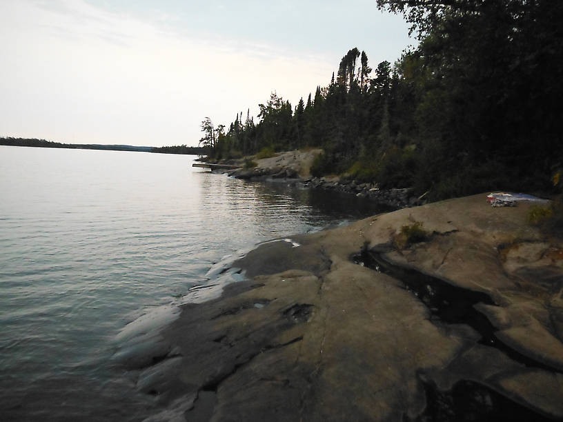 Rocky shoreline at Three Mile campground