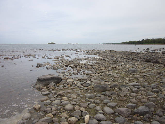 Water levels down in Great Lakes. This used to be under water.