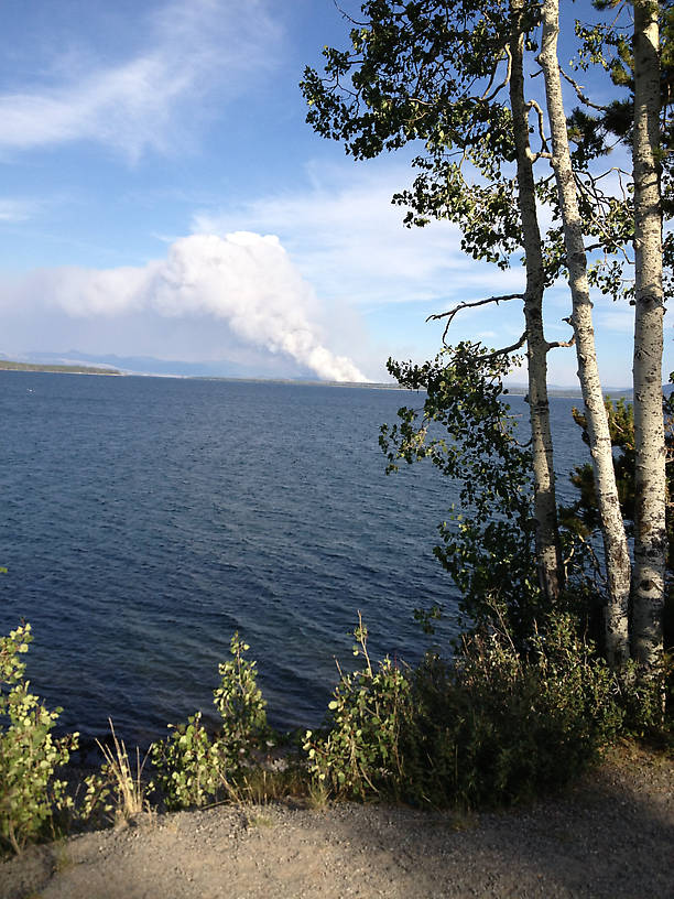 Fire south of Yellowstone Lake