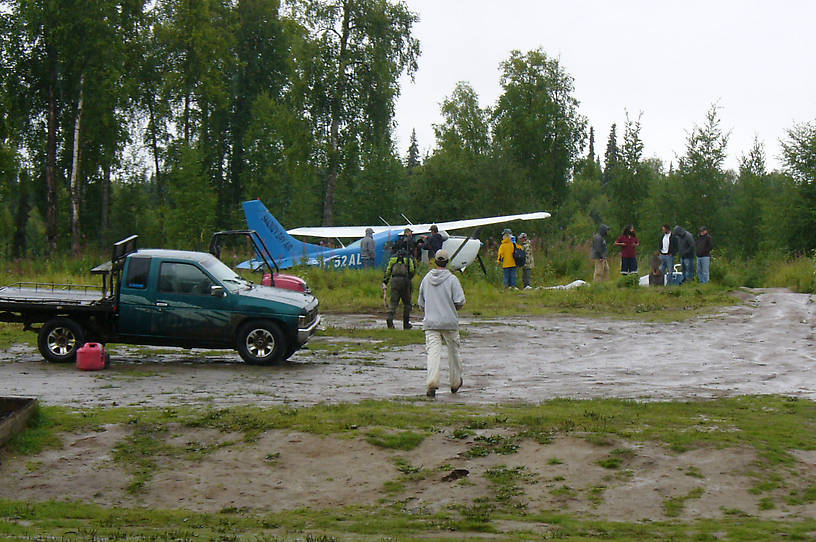 Arrival in our bush plane