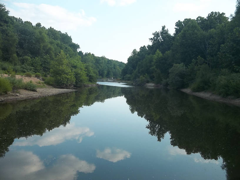 A pretty view upstream from a very good bass fishing pool. 