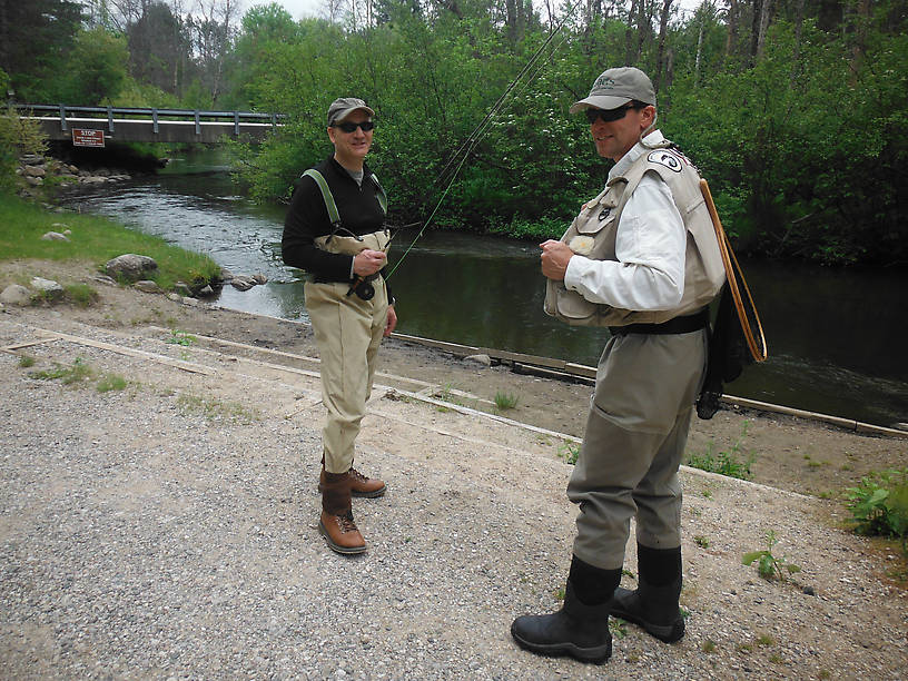 Joe and Todd with the river access in the background, LOTS of canoes and kayaks are launched from here...