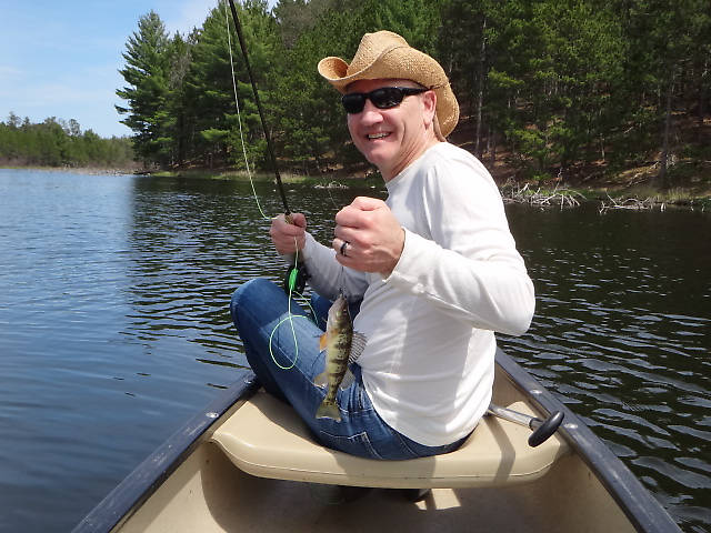 Joe's first ever flyrod perch, and a keeper too