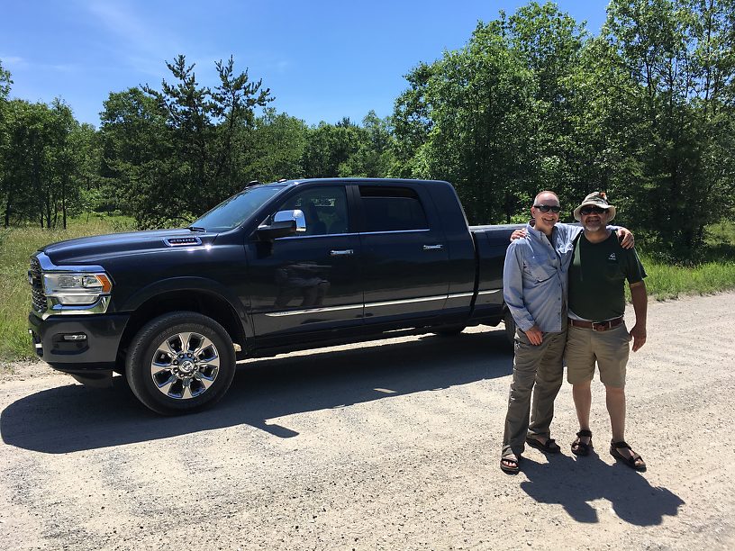 Joe and I in front of his truck, old buddies of 38 years together again