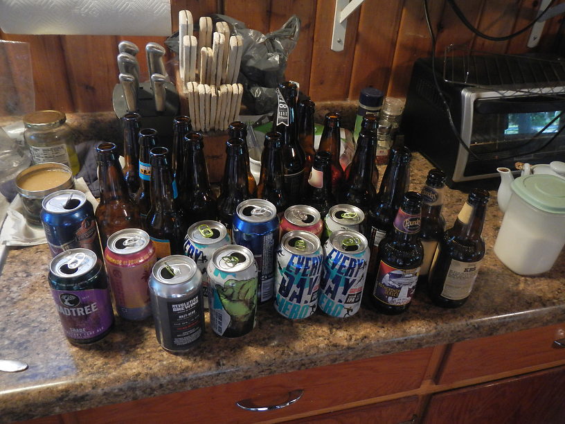 I don't wanna paint the boys as lushes, but there are 31 (thirty-one) empty beers in this photo