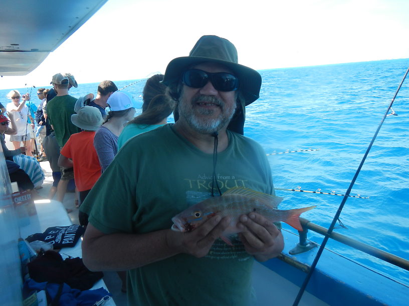 HA! Connected at last, with profuse congrats from the ladies! mutton snapper 14"-ish