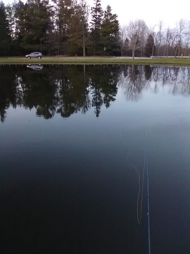 The millpond, trusty Jeep Compass on the other side