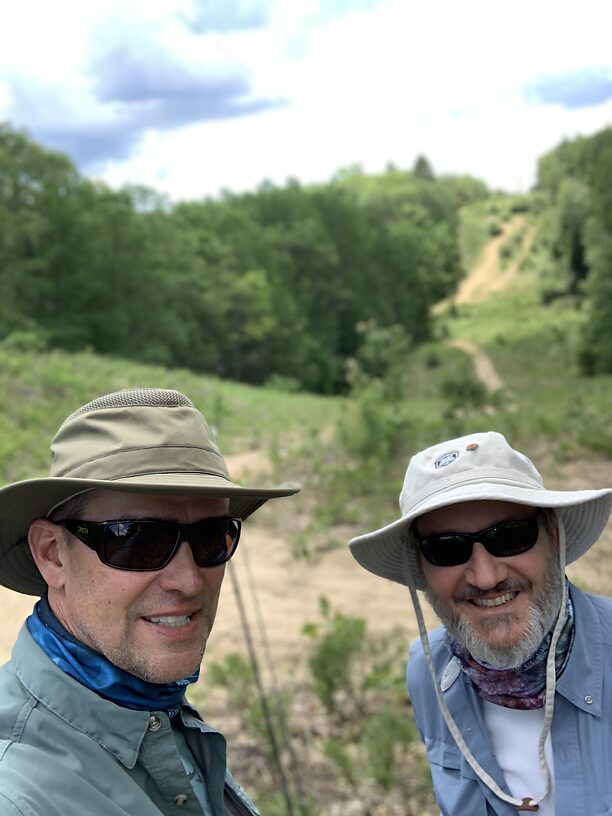 Joe and Todd heading down into the creek