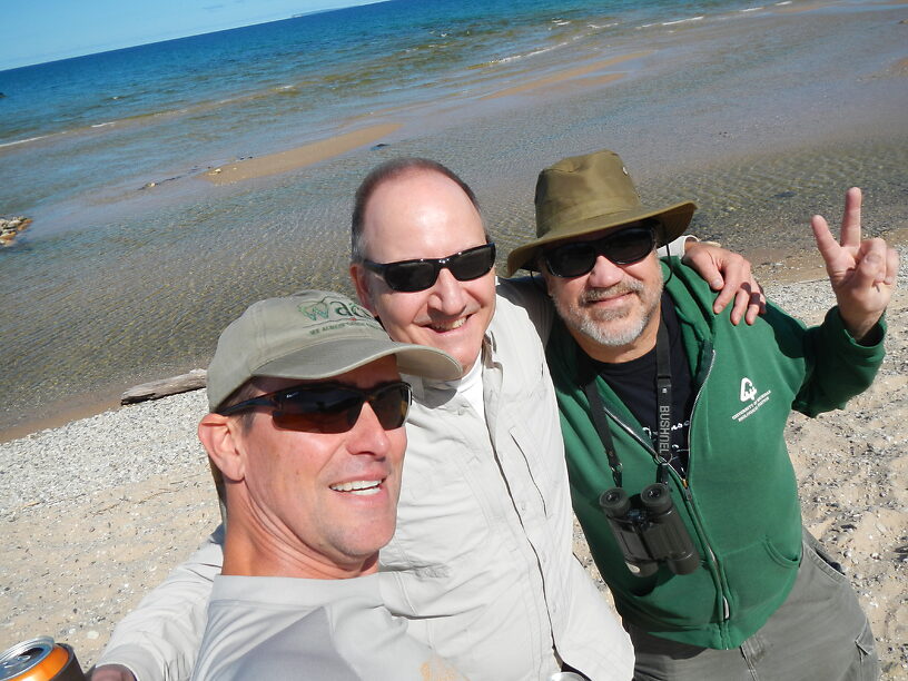 The (tilted) "Three Amigos Selfie" on the beach of Lake Michigan!