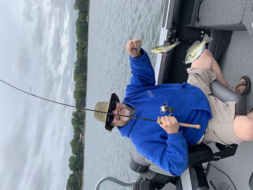 Okay, we weren't using fly rods, they were too deep...but we caught dinner!  Double-header