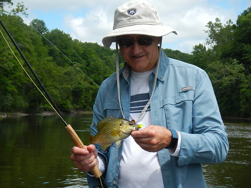 Joe with a nice rock bass on a popper