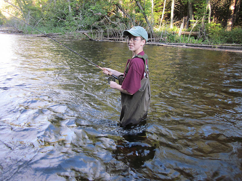 He looks pretty serious here with that Sage & Hardy in his hands...Even though he's never fished before.