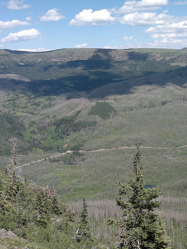 A view from near the summit of the mountain we climbed. Wild country