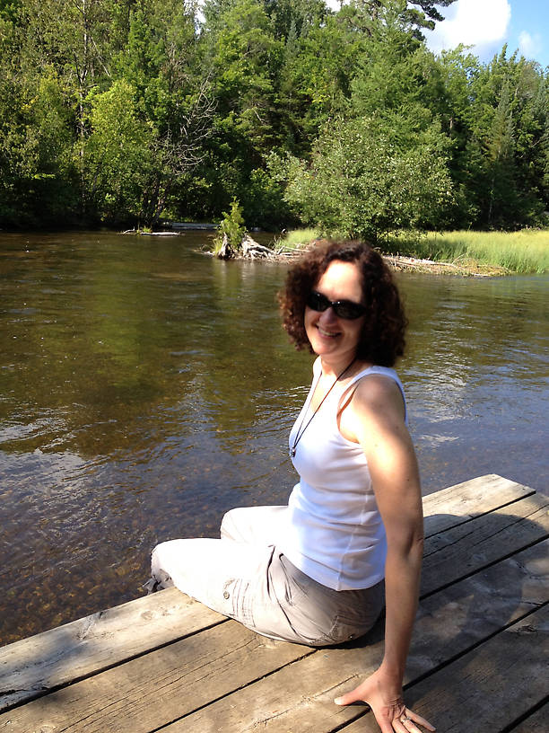 Lisa sitting at "Rusty's Pew"